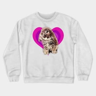 Super cute 3D baby mini lop rabbit on a rainbow heart! Crewneck Sweatshirt